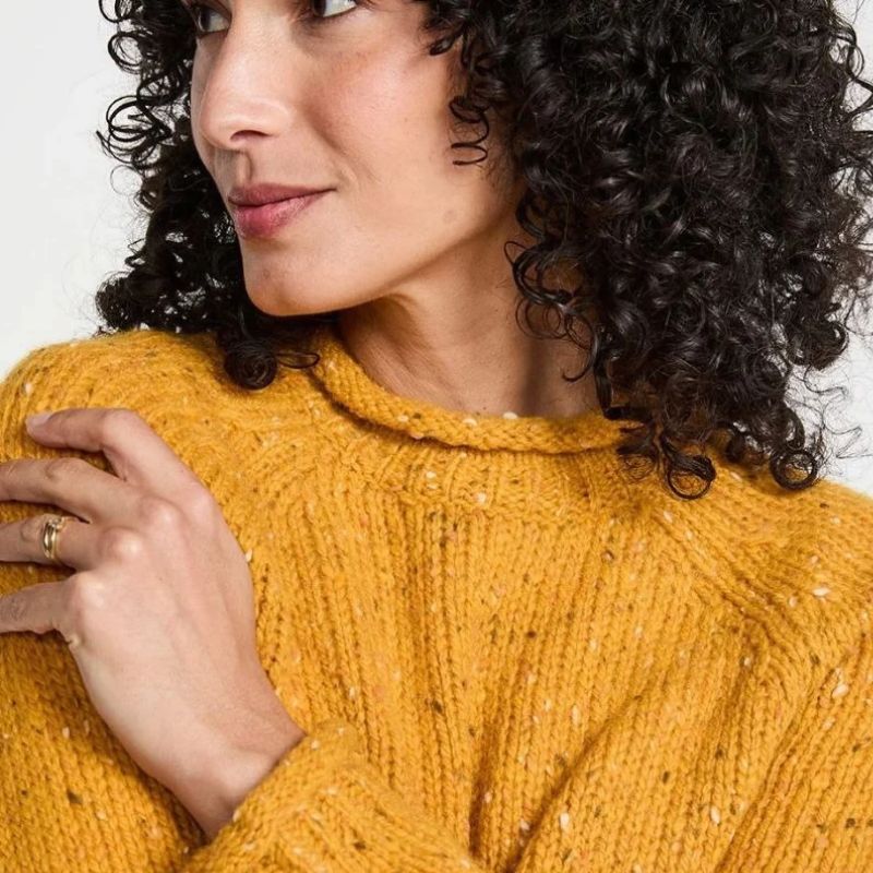 Ladies Irish Wool Tweed Sweater Yellow Creative Irish Gifts