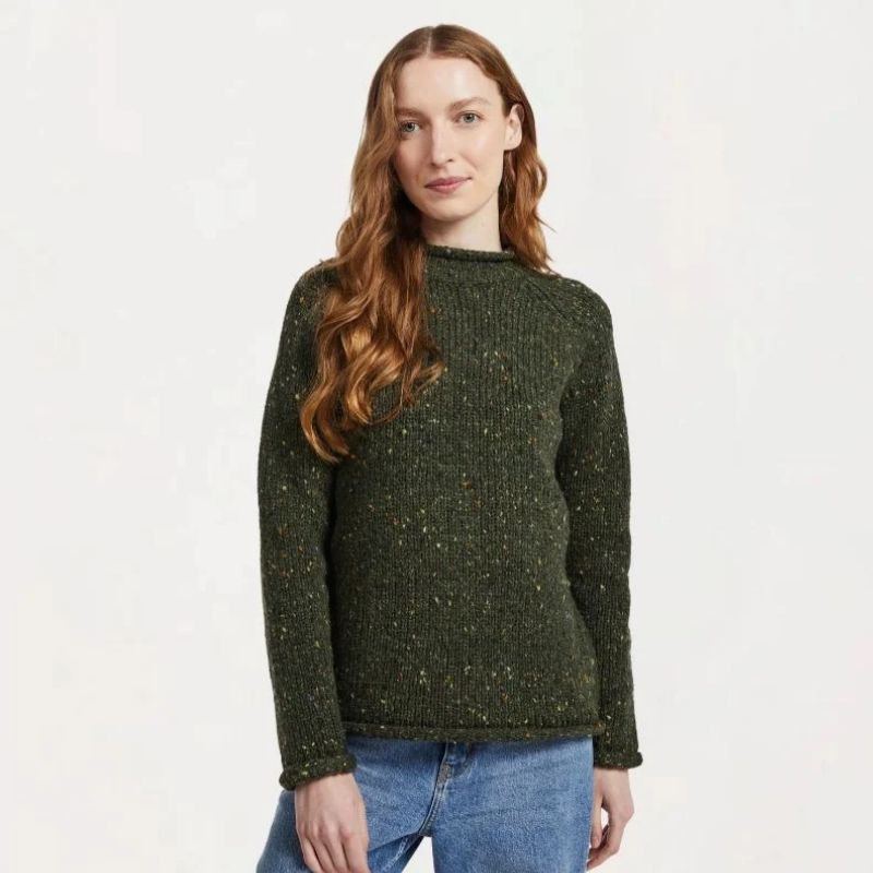 Ladies Irish Wool Tweed Sweater Green Creative Irish Gifts
