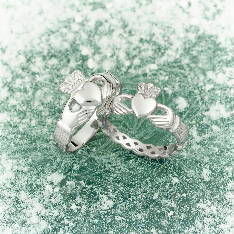 Sterling Silver Weave Womens Claddagh Ring - Creative Irish Gifts