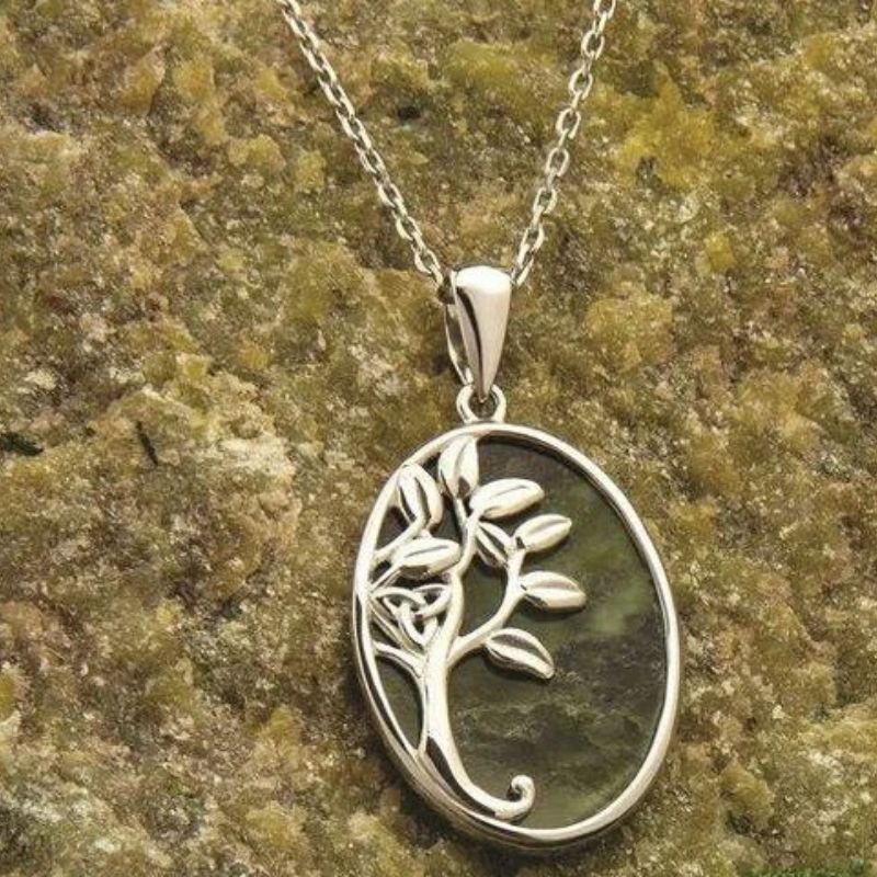 Connemara Marble & Sterling Silver Celtic Tree of Life Pendant Creative Irish Gifts
