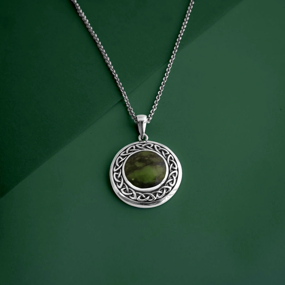S46133 Connemara Marble Celtic Knot Necklace Creative Irish Gifts