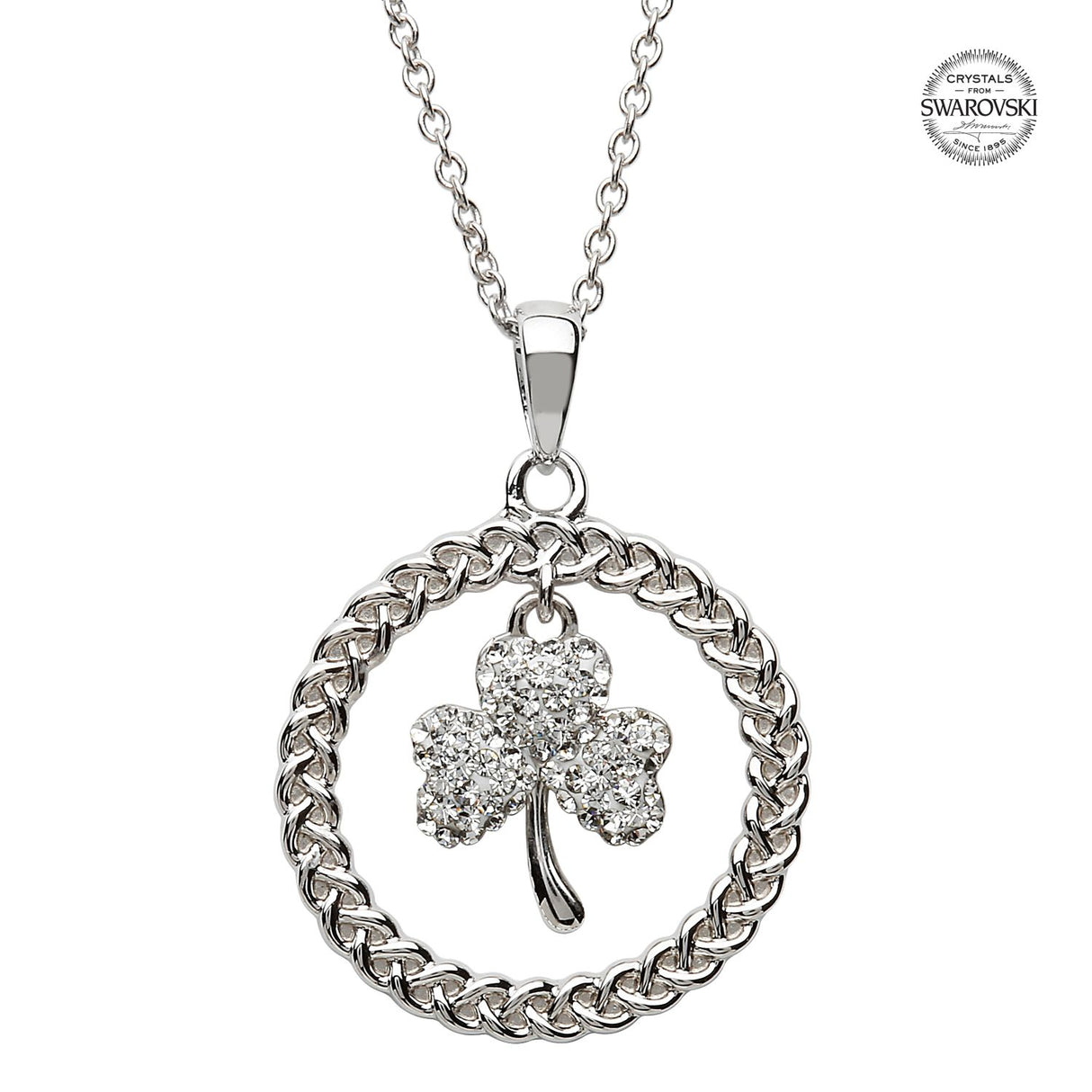 SW60 Swarovski Celtic Shamrock Silver Pendant Creative Irish gift.