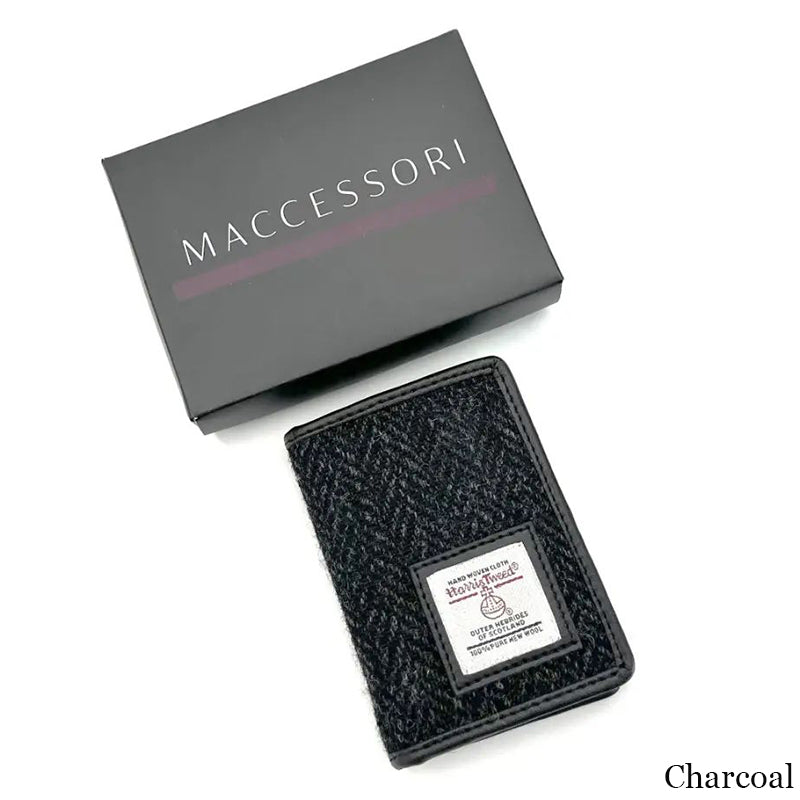 Scottish Harris Tweed Bi-Fold Card Holder, Charcoal-Creative Irish gift