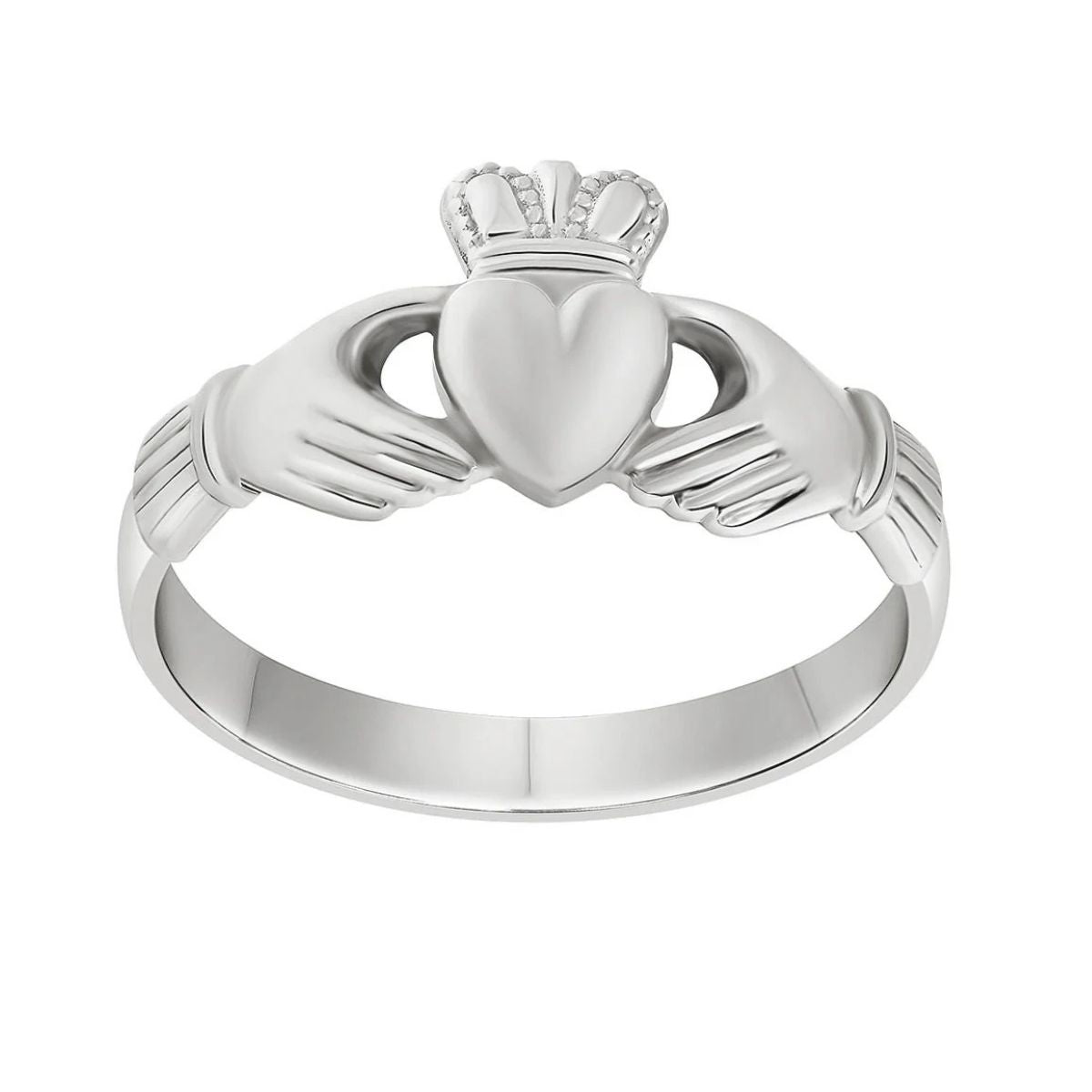 Sterling Silver Womens Heavy Claddagh Ring Front View Creative Irish Gifts