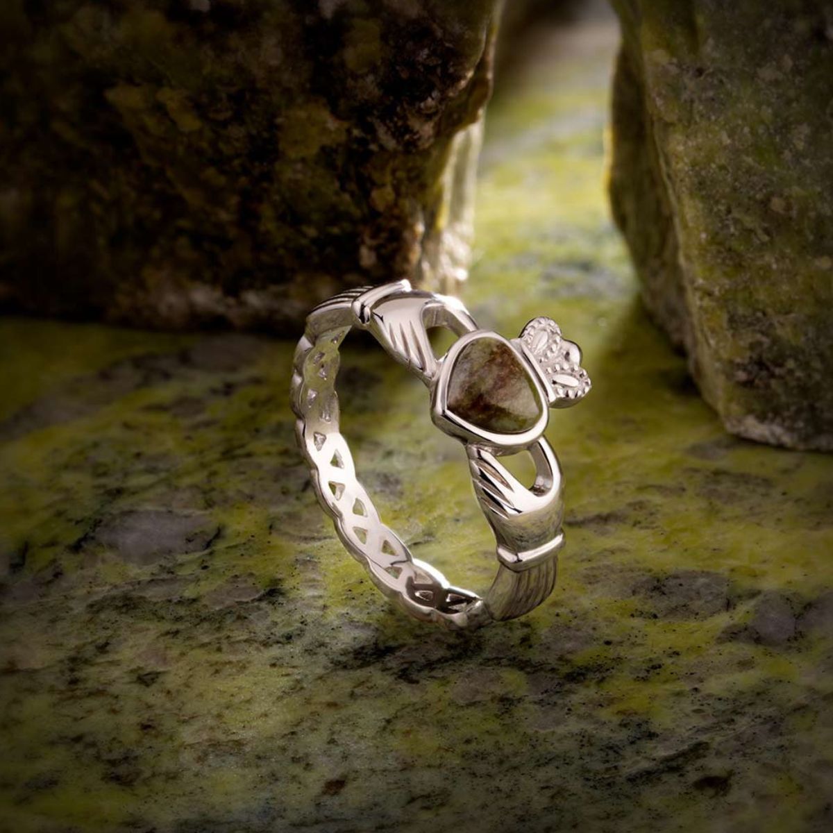 Sterling Silver Marble Claddagh Weave Ring - Creative Irish Gifts