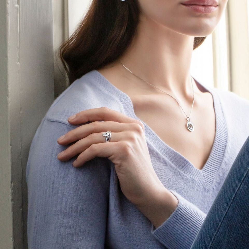 Sterling Silver Women's Family Claddagh Ring - Creative Irish Gifts