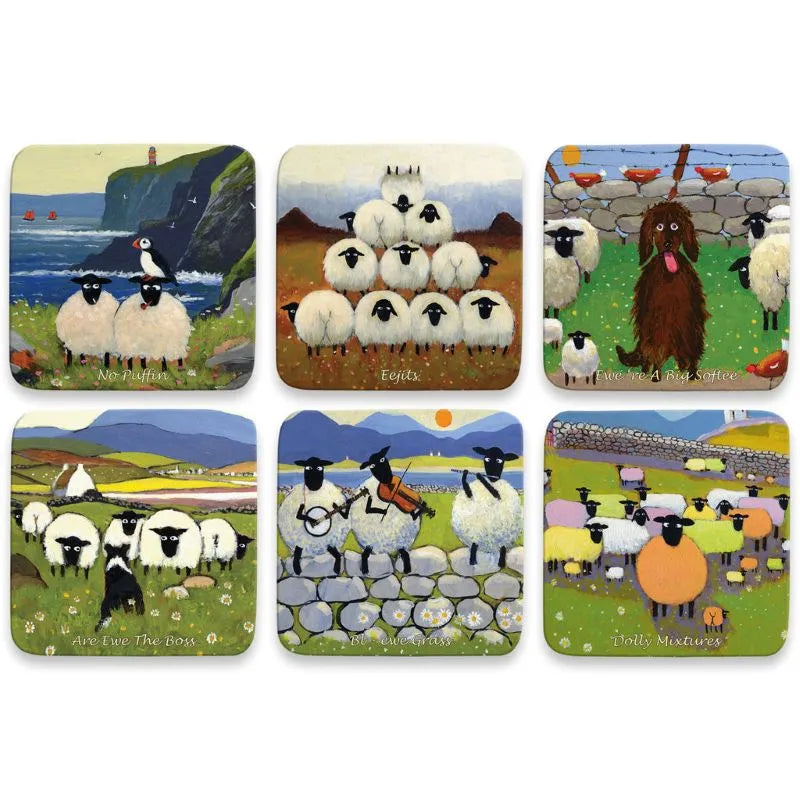 TJ-COS4 Rustic Irish Cork Coaster Set of 6 Creative Irish Gifts
