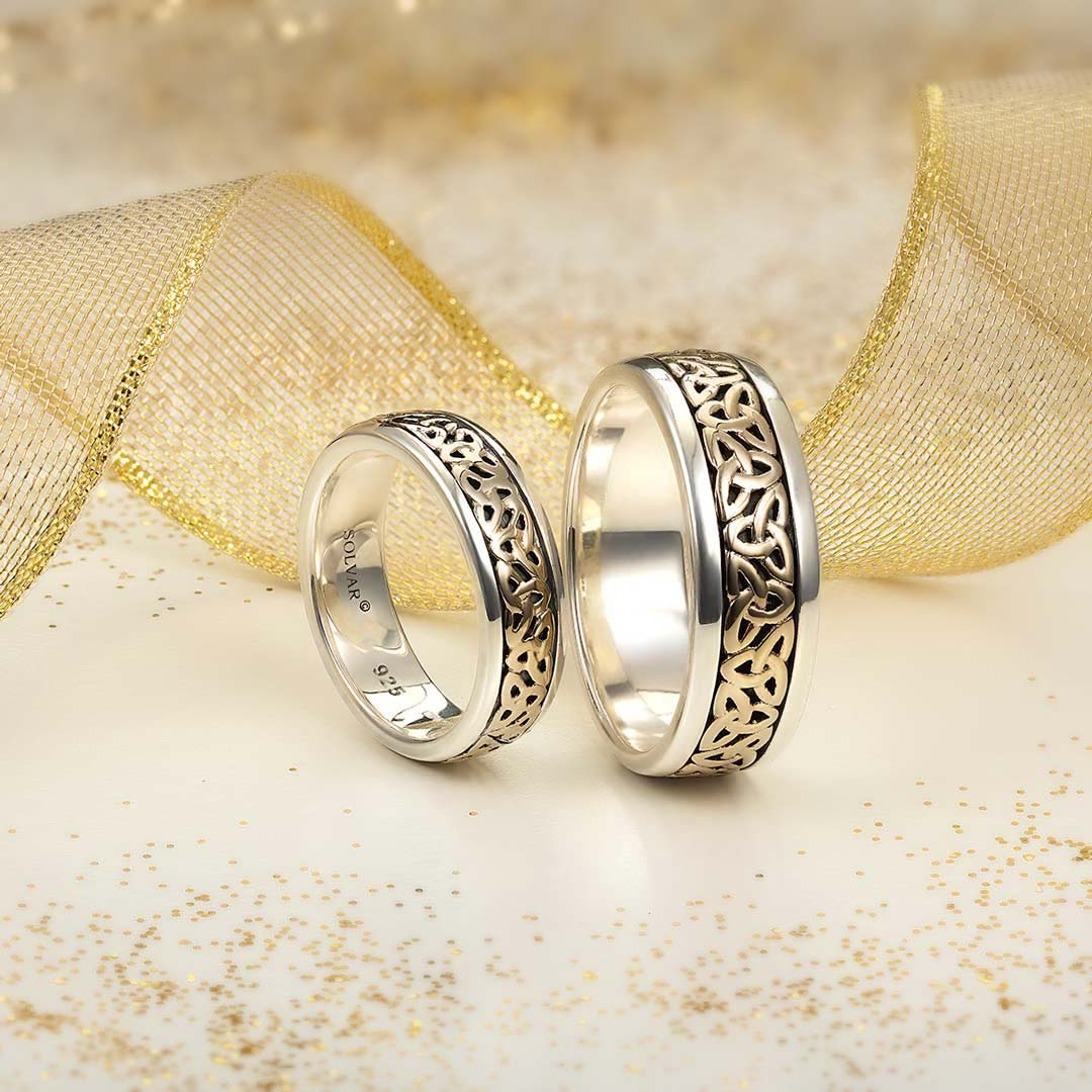 Women's Celtic Trinity Ring- Silver and 10KGold - Creative Irish Gifts