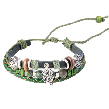Four Leaf Clover Leather Bracelet - Creative Irish Gifts