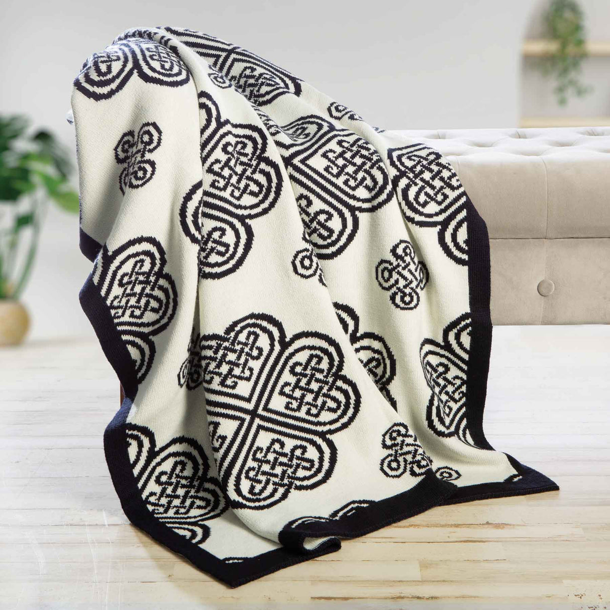 Celtic Spiral Wool Throw, Navy - Creative Irish Gifts