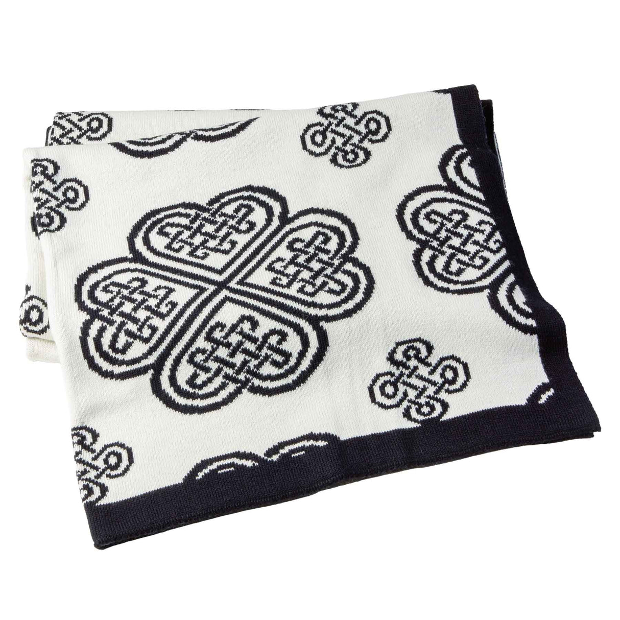 Celtic Spiral Wool Throw, Navy - Creative Irish Gifts