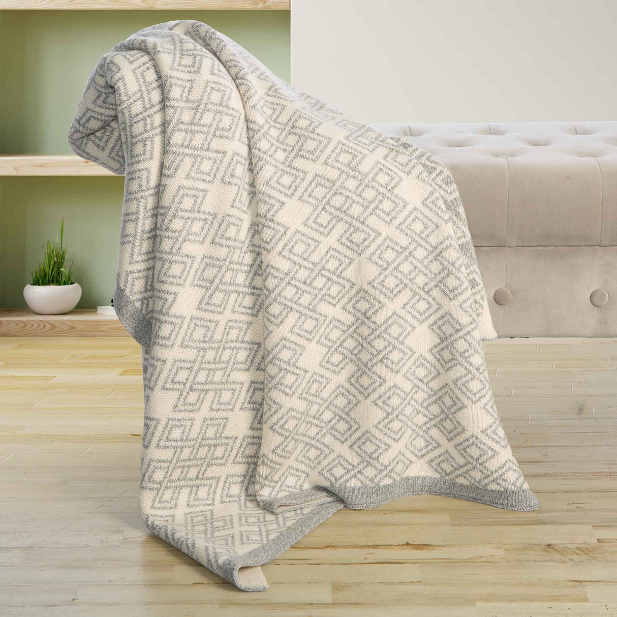 Celtic Heritage Wool Throw Blanket - Grey - Creative Irish Gifts
