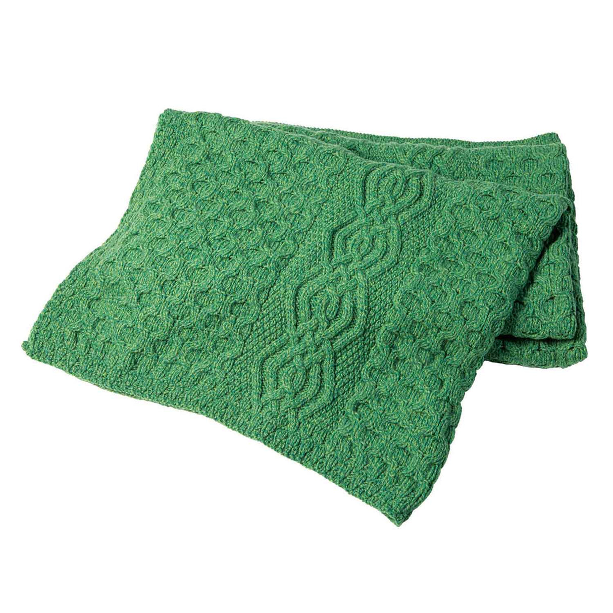 Honeycomb Merino Wool Aran Throw, Green - Creative Irish Gifts