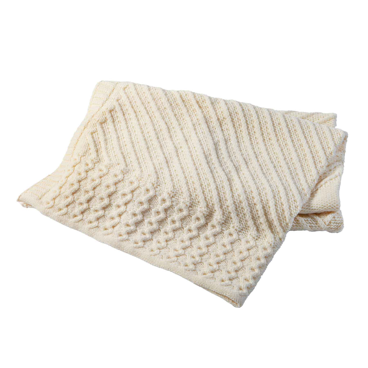 Irish Wool Throw with Shamrock Design, Cream - Creative Irish Gifts