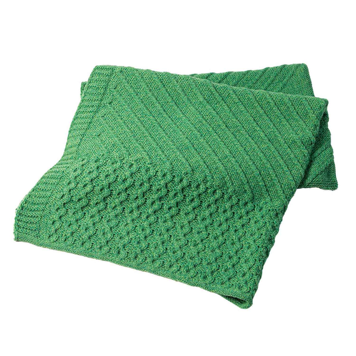 Irish Wool Throw with Shamrock Design, Green - Creative Irish Gifts