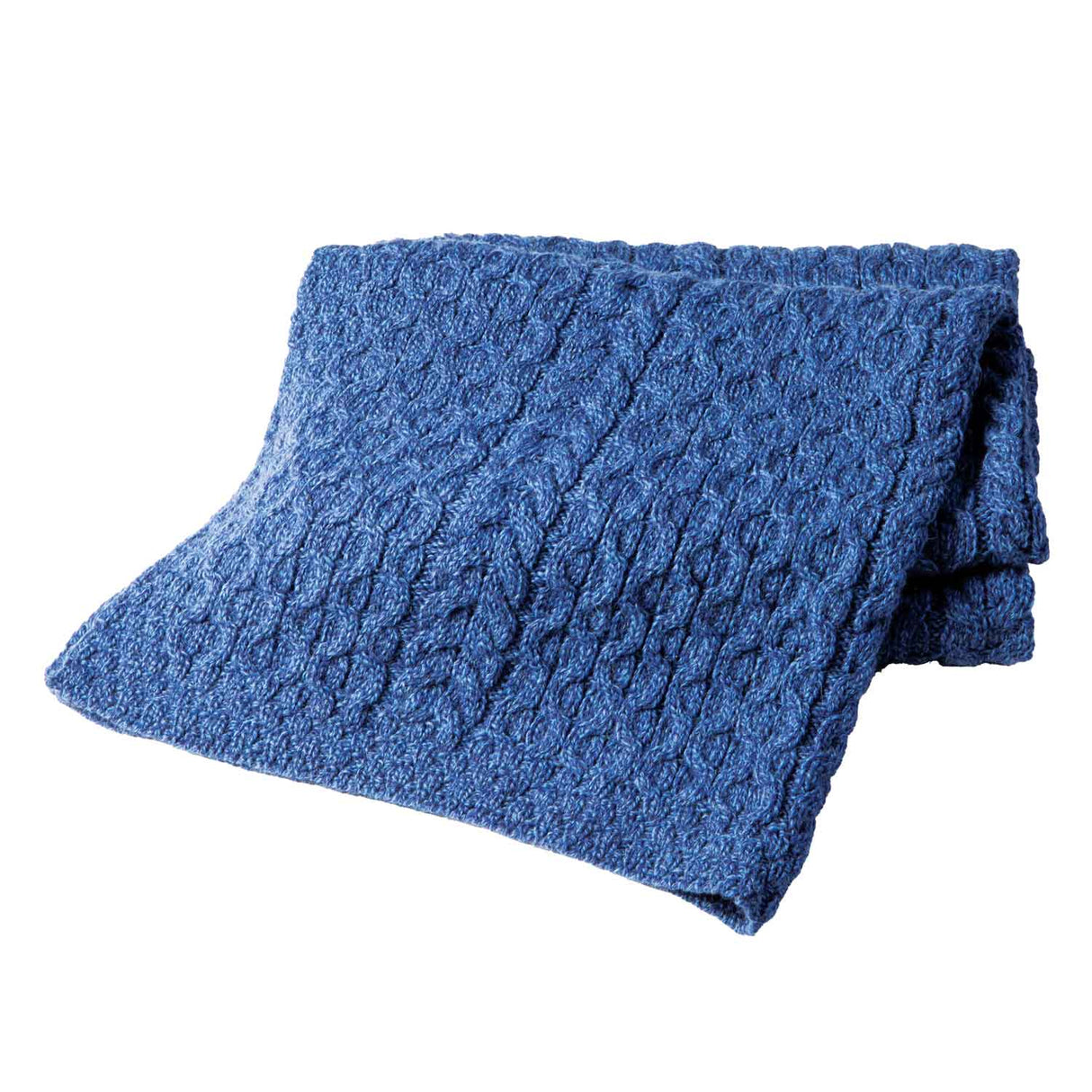 Fisherman Honeycomb Cable Throw, blue - Creative Irish Gifts