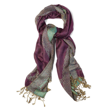 Celtic Knot Scarf- Burgundy and Teal - Creative Irish Gifts