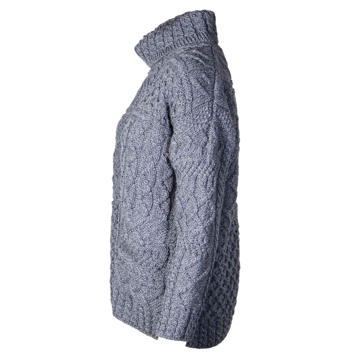 Oversized Patchwork Aran Knit Sweater, Denim Blue - Creative Irish Gifts