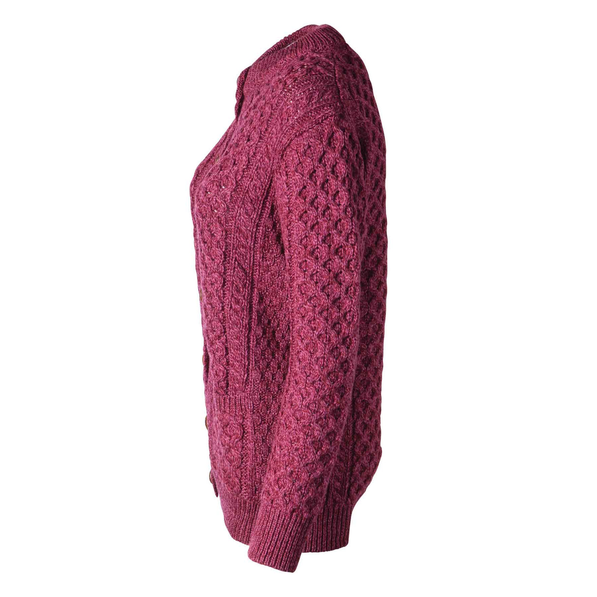 Leather Button Aran Knit Cardigan, Purple Marl - Creative Irish Gifts