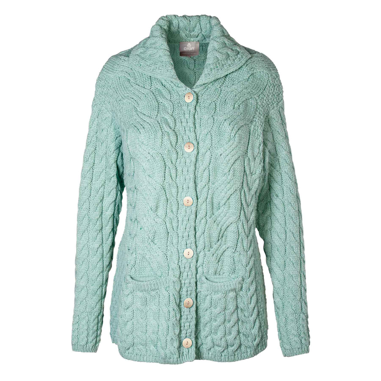 Supersoft Cable Aran Knit Cardigan, Seafoam - Creative Irish Gifts