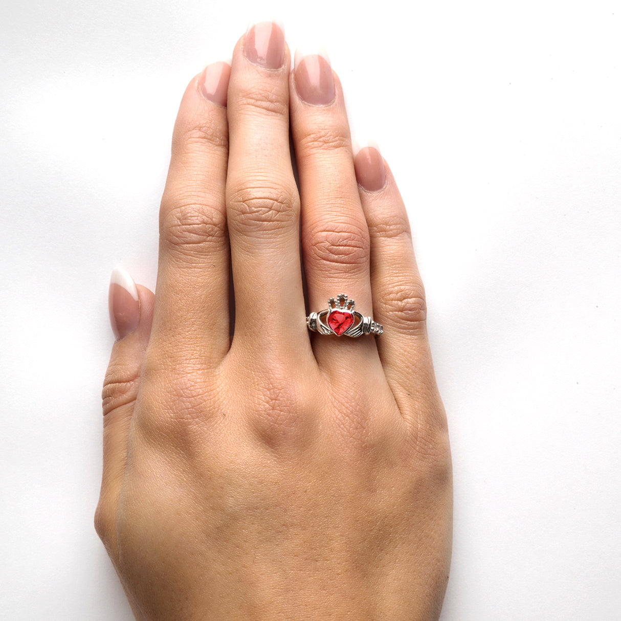 Irish Claddagh Ring - Sterling Silver with July Birthstone - Creative Irish Gifts