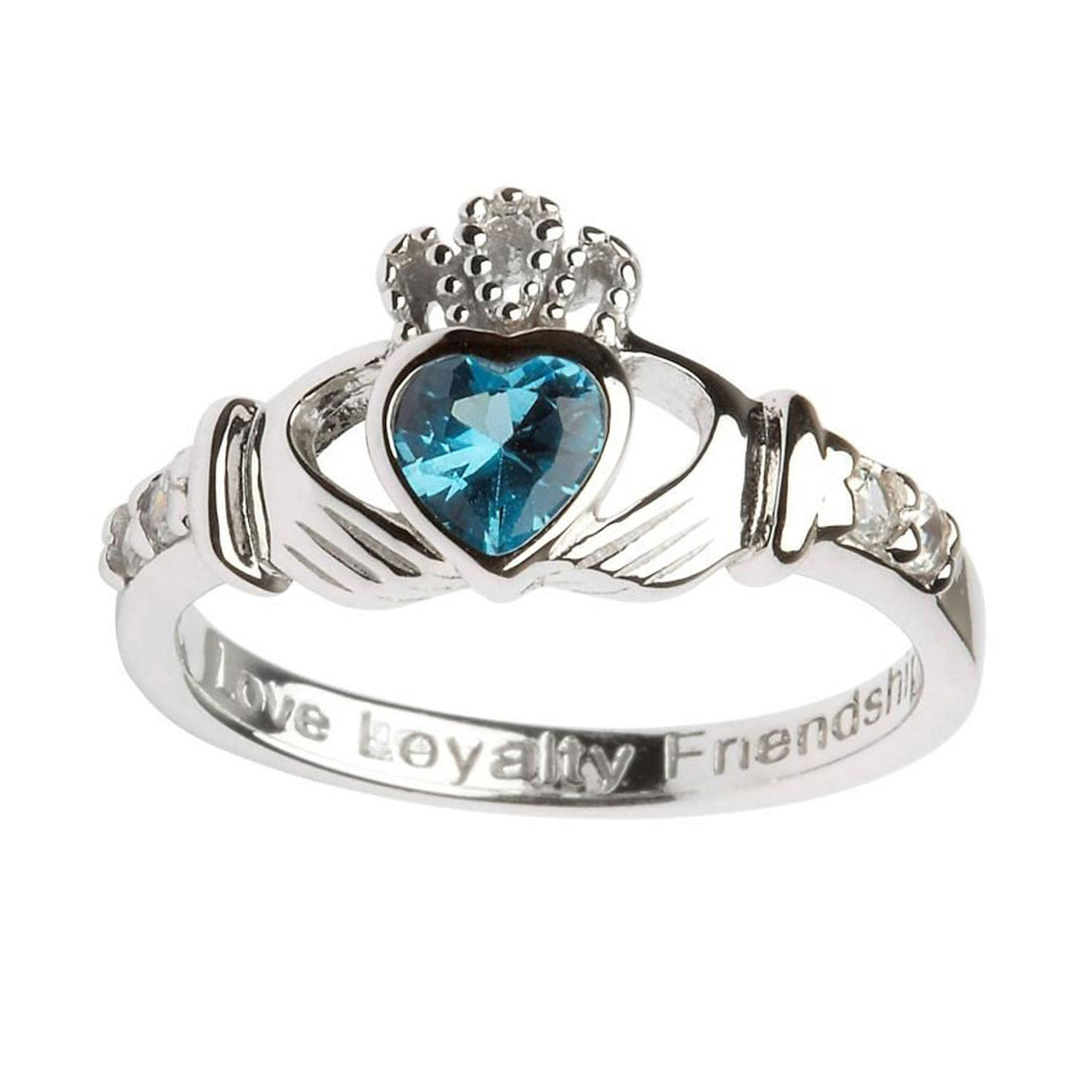 Irish Claddagh Ring - Sterling Silver with December Birthstone - Creative Irish Gifts