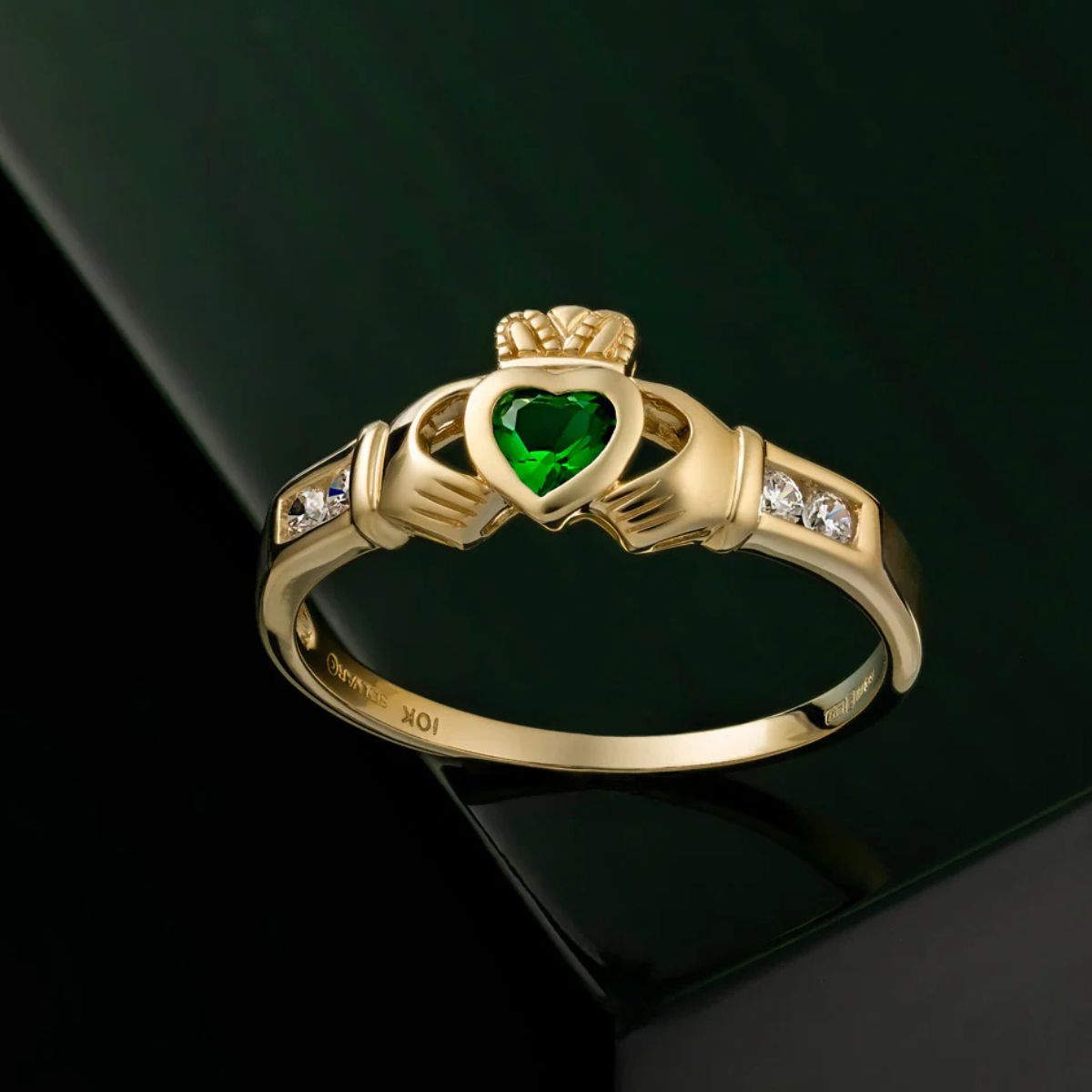 10K Gold Cubic Zirconia Claddagh Ring Creative Irish Gifts
