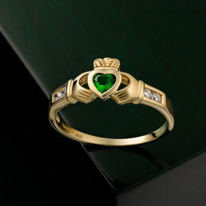 10K Gold Cubic Zirconia Claddagh Ring Creative Irish Gifts