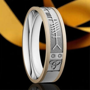 Ladies Silver and 10K Ogham Wedding Band - Creative Irish Gifts