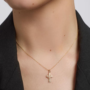 14K Gold Small Celtic Cross Necklace Lifestyle Creative Irish Gifts