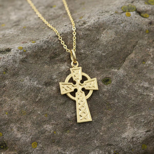 14K Gold Small Celtic Cross Necklace - Creative Irish Gifts