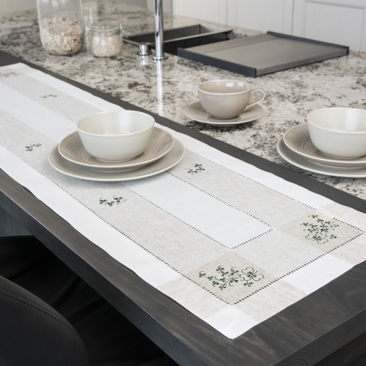 Irish Table Runner with Shamrock Embroidered | 14
