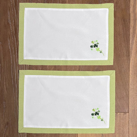326PM2 Irish Linen Embroidered Shamrock Placemat Set of 2 Creative Irish Gifts
