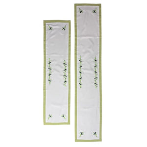 326TR54 Irish Linen Embroidered Shamrock Table Runner Creative Irish Gifts
