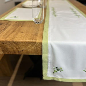 326TR54 Irish Linen Embroidered Shamrock Table Runner Creative Irish Gifts
