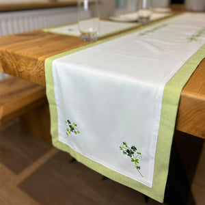 326TR54 Irish Linen Embroidered Shamrock Table Runner Creative Irish Gifts
