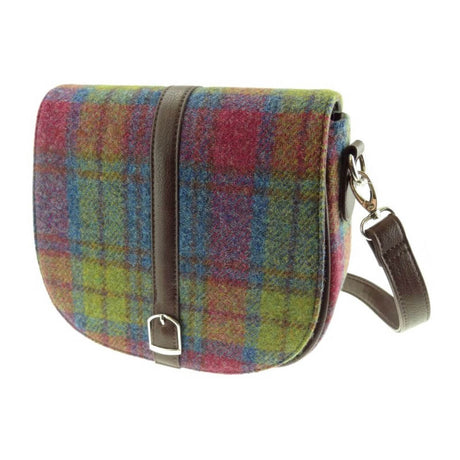 GA-LB1000-COL046 Harris Tweed & Vegan Leather Tartan Shoulder Bag, Multi Colour Tartan Creative Irish gift