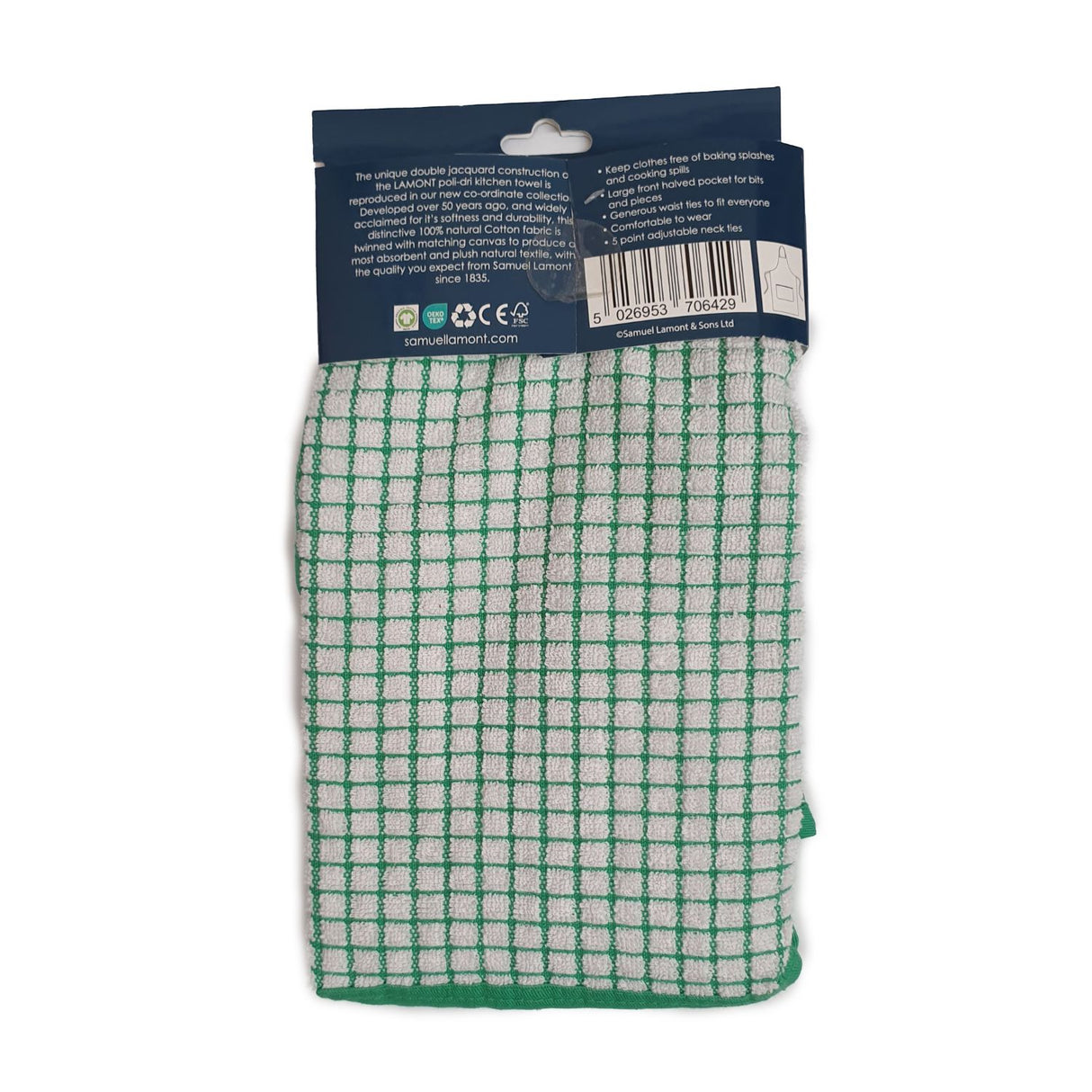 706-AP-GR Irish Cotton Poli-Dri Apron in Green  Creative Irish Gifts
