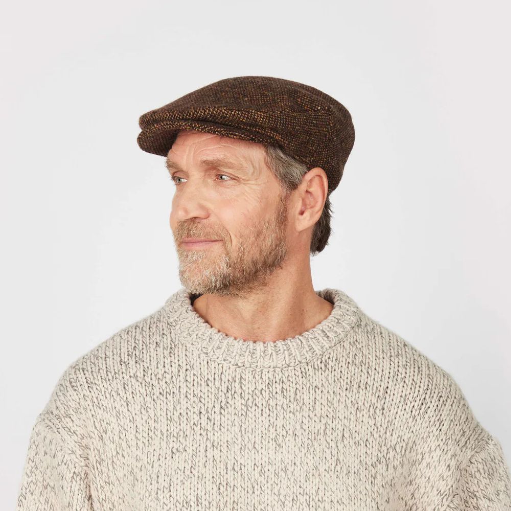Men's Classic Irish Wool Tweed Flat Cap Brown  Creative Irish Gift