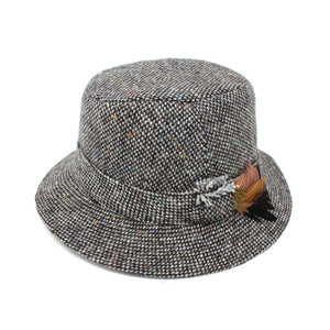 Men's Irish Tweed Feather Walking Hat Grey Creative Irish Gift