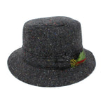Men's Irish Tweed Feather Walking Hat Dark Grey Creative Irish Gift