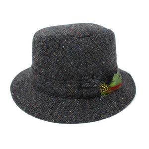Men's Irish Tweed Feather Walking Hat Dark Grey Creative Irish Gift