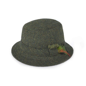 Men's Irish Tweed Feather Walking Hat Green Creative Irish Gift