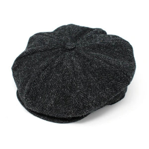 Men's Irish Woollen Tweed Newsboy Cap Black Creative Irish Gift