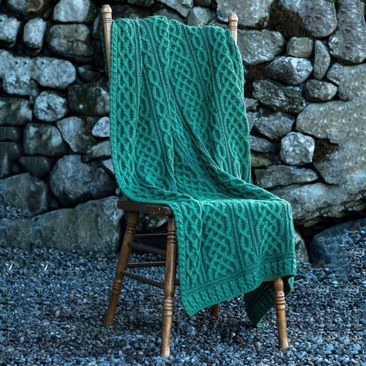 A105406-OS Merino Wool Aran Cable Knit Blanket Creative Irish Gifts
