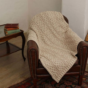 Merino Wool Aran Cable Knit Blanket Lifestyle Creative Irish Gifts
