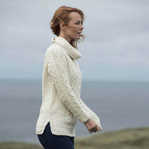 A191162 Women's Irish Aran Sweater with Roll Neck  Creative Irish gift