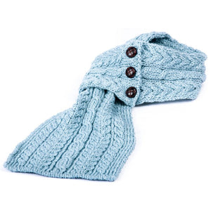Merino Wool Aran Cable Knit Loop Scarf Misty Blue studio Creative Irish Gift