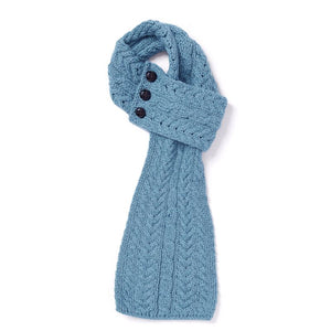 Merino Wool Aran Cable Knit Loop Scarf Misty Blue Creative Irish Gift
