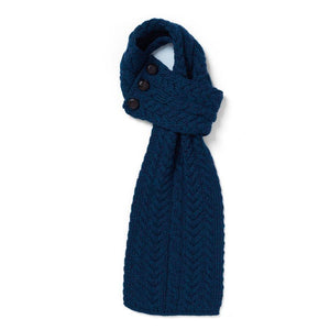 Merino Wool Aran Cable Knit Loop Scarf Ocean Blue Creative Irish Gift